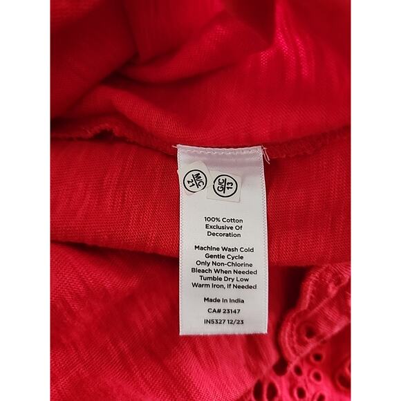 Talbots Nantucket Slub sleeveless Side Tie Midi Knit dress Eyelet Hem XS Small - Picture 9 of 9